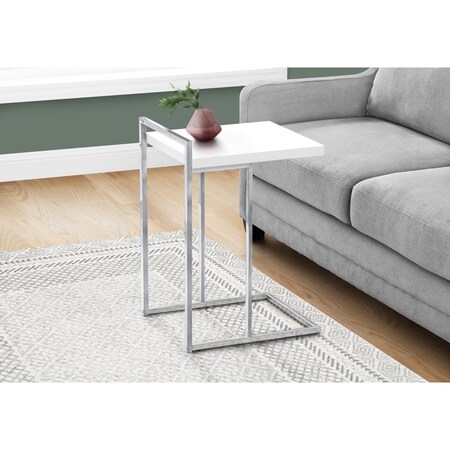 Daphnes Dinnette 25 in. Accent Table, Glossy White - Chrome Metal DA3079074